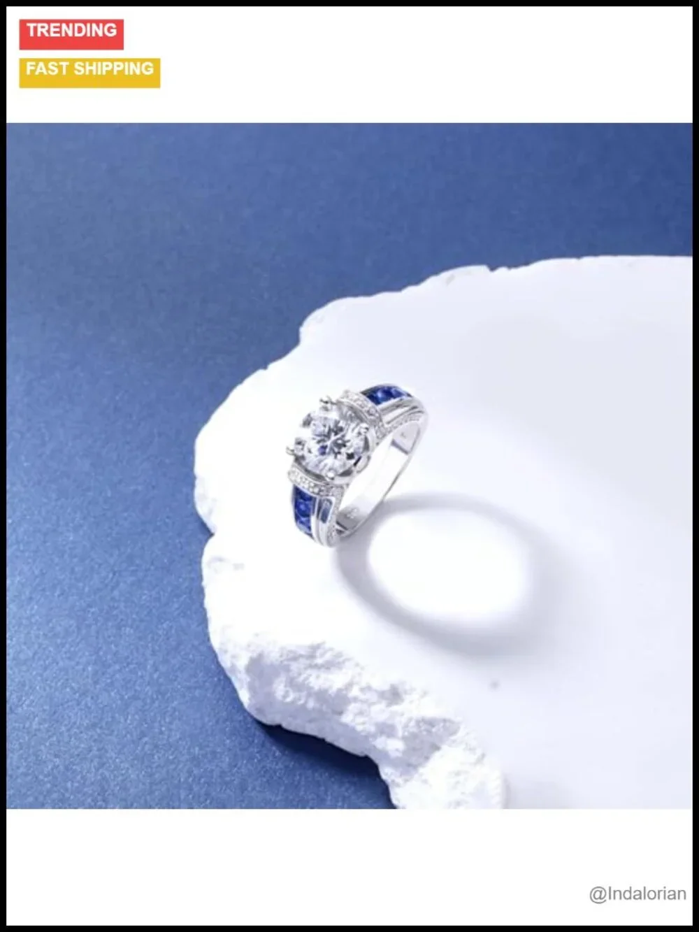 3ct Round Cut Moissanite Engagement Ring Sterling Silver 18K White Gold Plated